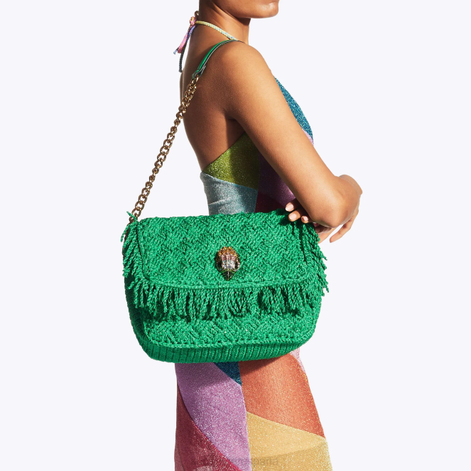 Kurt Geiger mujer flecos de crochet londres kensington 2LPR45 | bolsas verde
